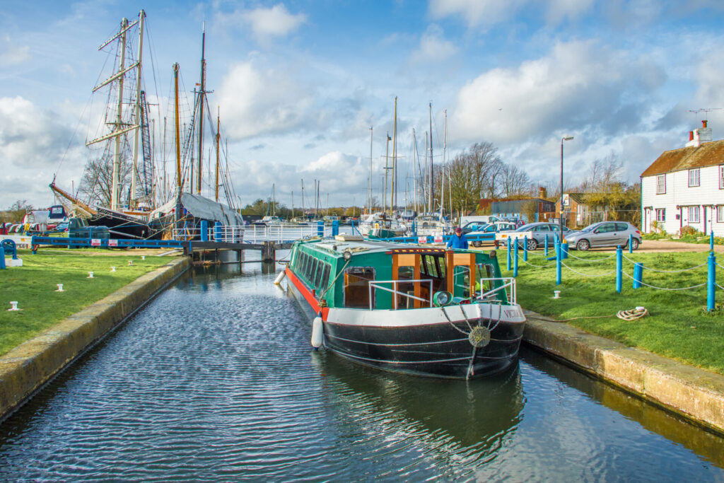 Canal barge by a lock
